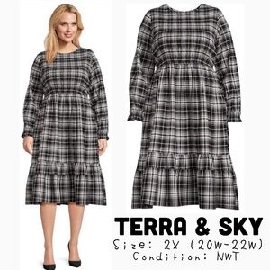 Terra & Sky Women's Plus Size Tiered Peasant Midi Dress | Sizes 2X(20W-22W)